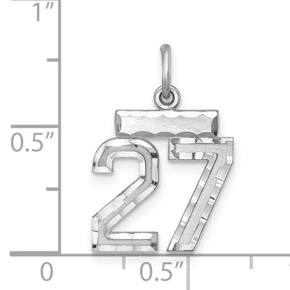 Sterling Silver Rhodium-plated Diamond-cut #27 Charm