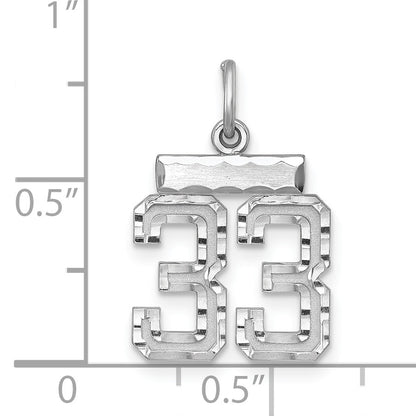 Sterling Silver Rhodium-plated Diamond-cut #33 Charm
