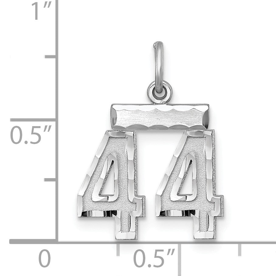 Sterling Silver Rhodium-plated Diamond-cut #44 Charm