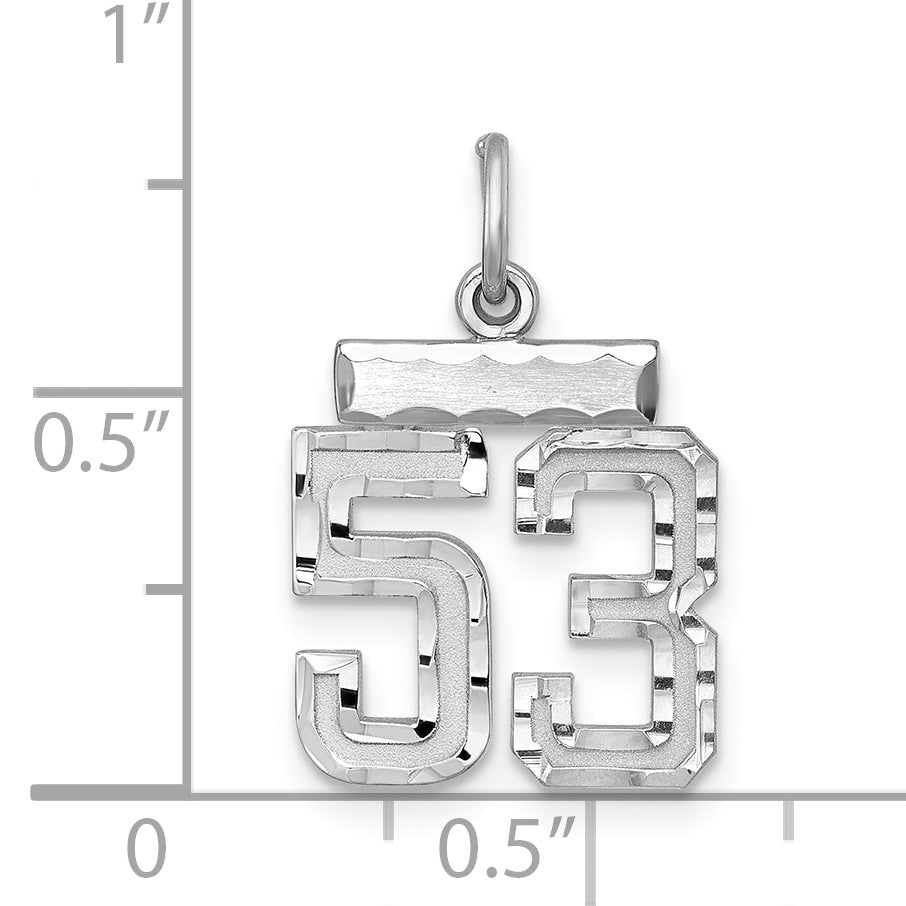 Sterling Silver Rhodium-plated Diamond-cut #53 Charm