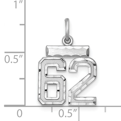 Sterling Silver Rhodium-plated Diamond-cut #62 Charm