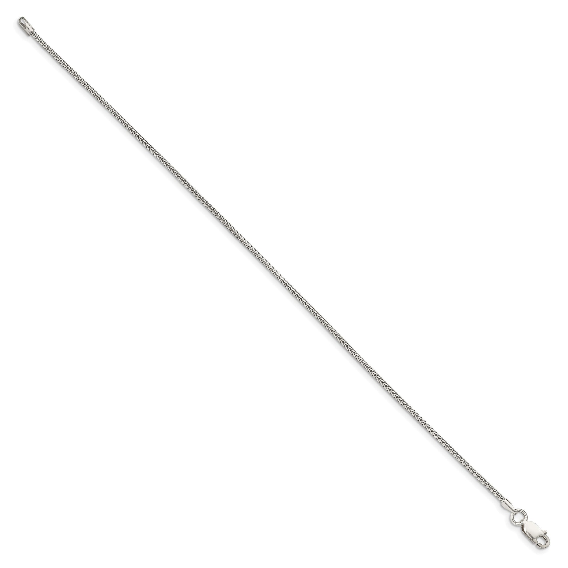 Sterling Silver 1.5mm Round Snake Chain Anklet