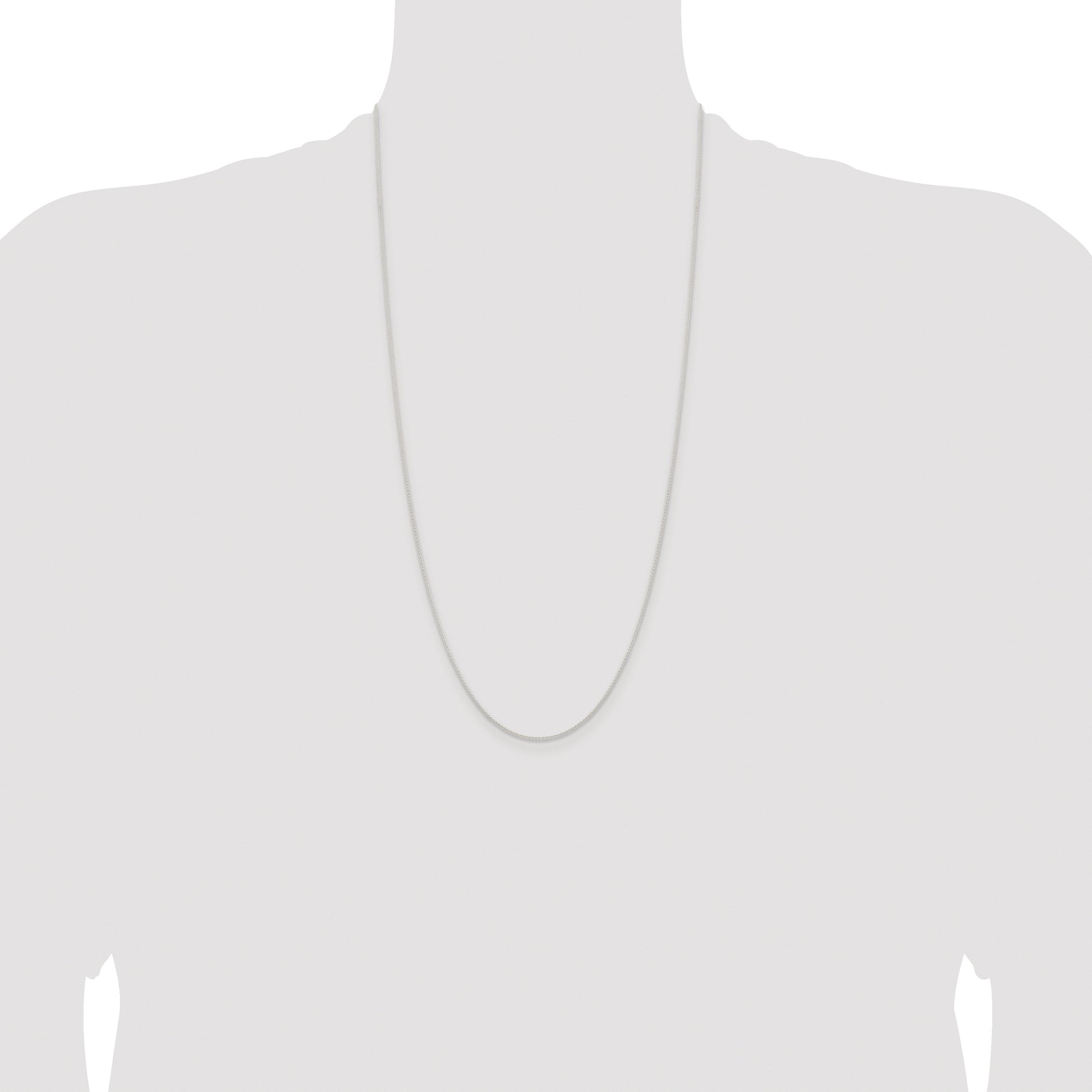 Sterling Silver Rhodium-plated 1mm Round Spiga Chain