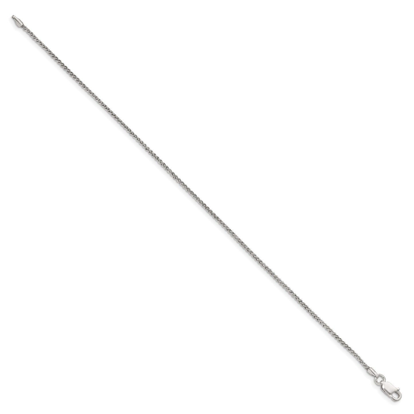 Sterling Silver 1.5mm Round Spiga Chain Anklet