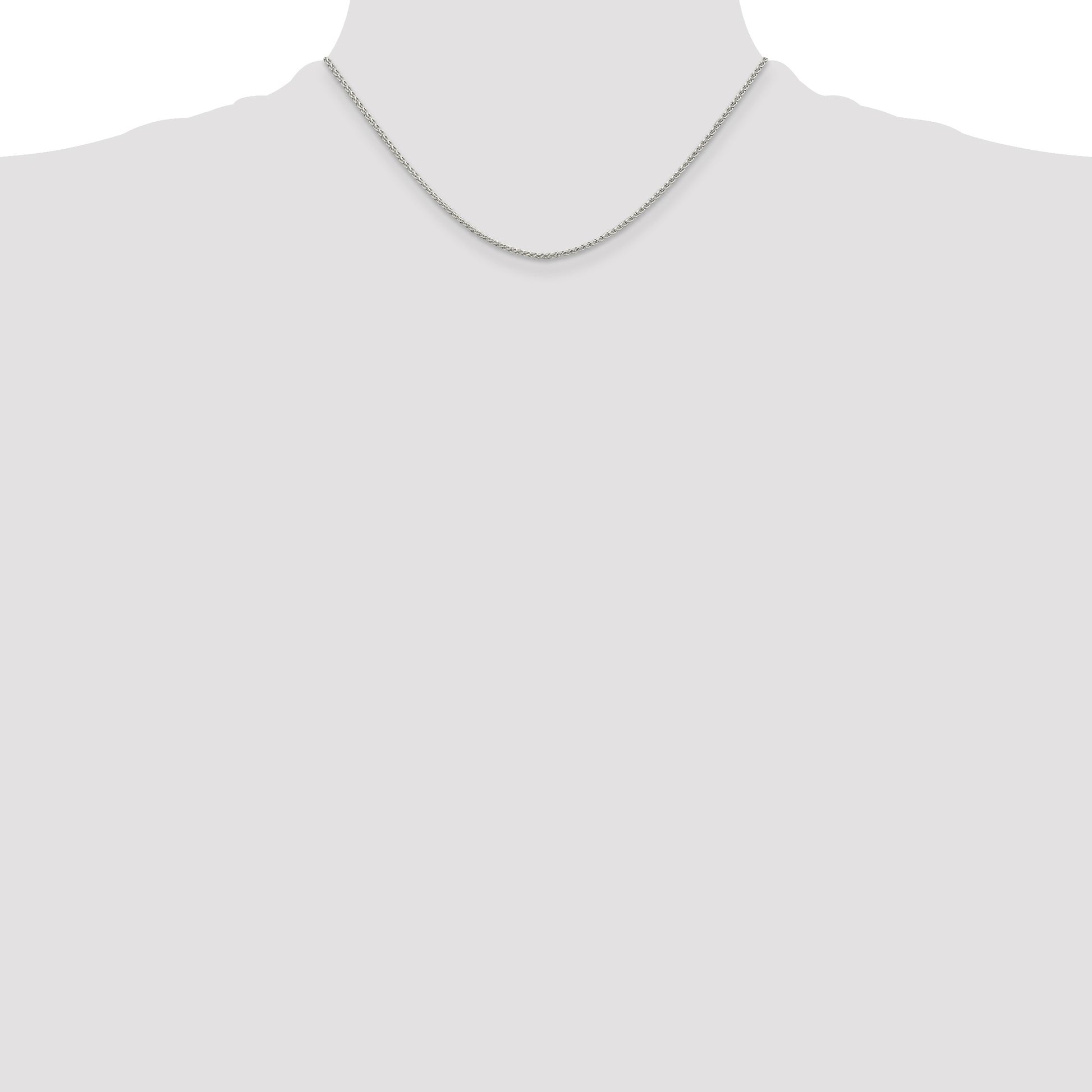 Sterling Silver Rhodium-plated 1.5mm Round Spiga Chain