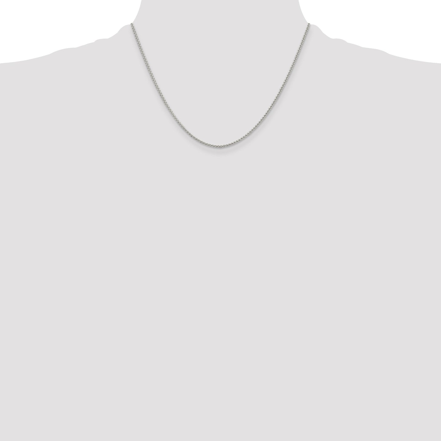 Sterling Silver Rhodium-plated 1.5mm Round Spiga Chain