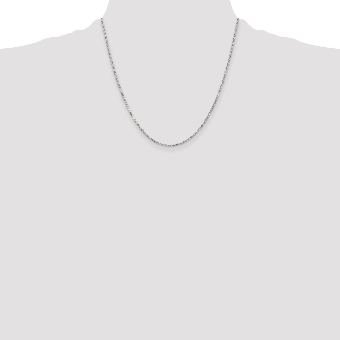 Sterling Silver Rhodium-plated 1.5mm Round Spiga Chain