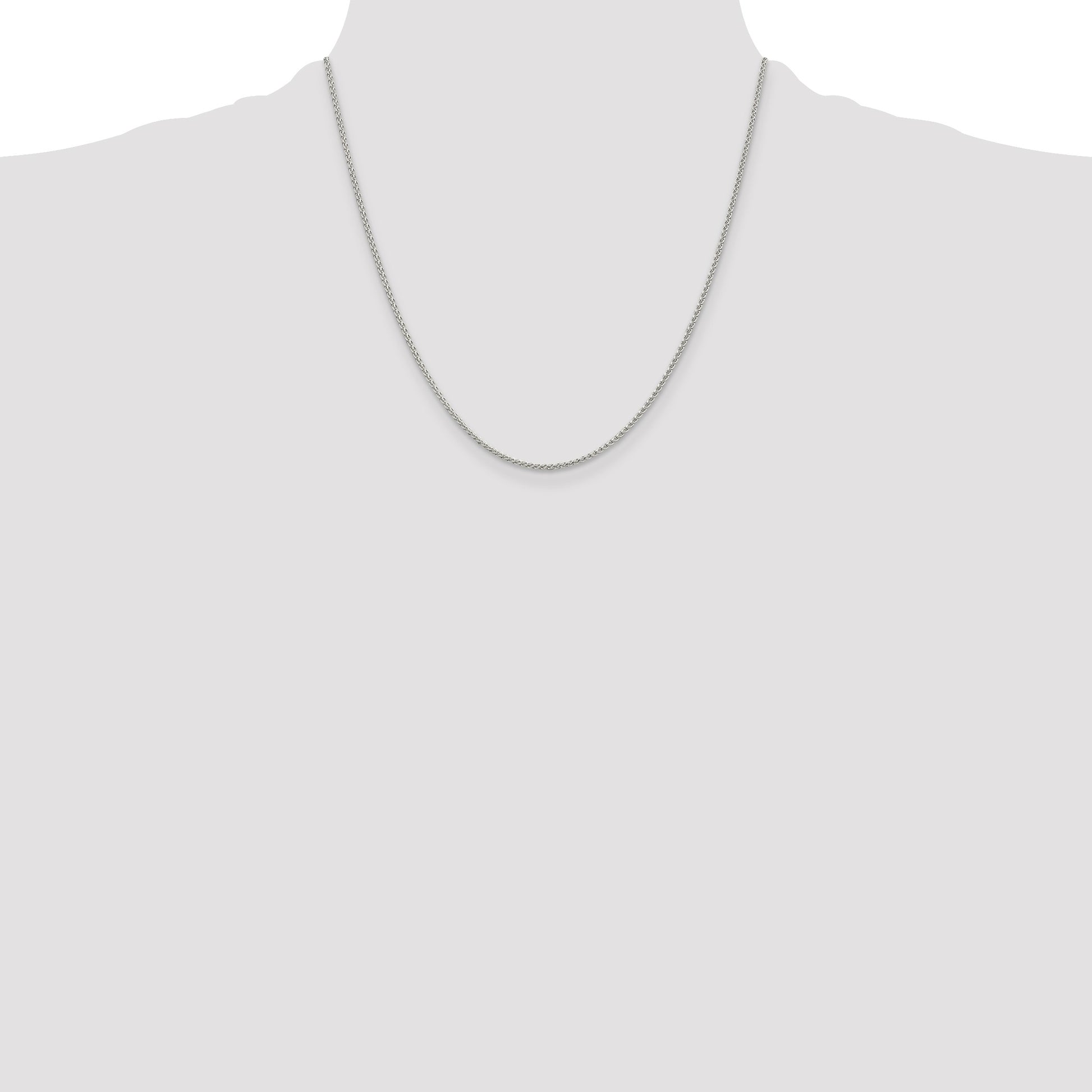 Sterling Silver Rhodium-plated 1.5mm Round Spiga Chain