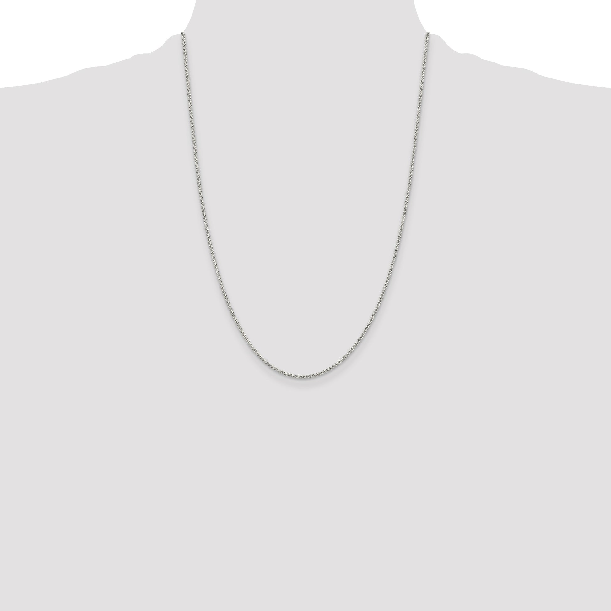 Sterling Silver Rhodium-plated 1.5mm Round Spiga Chain