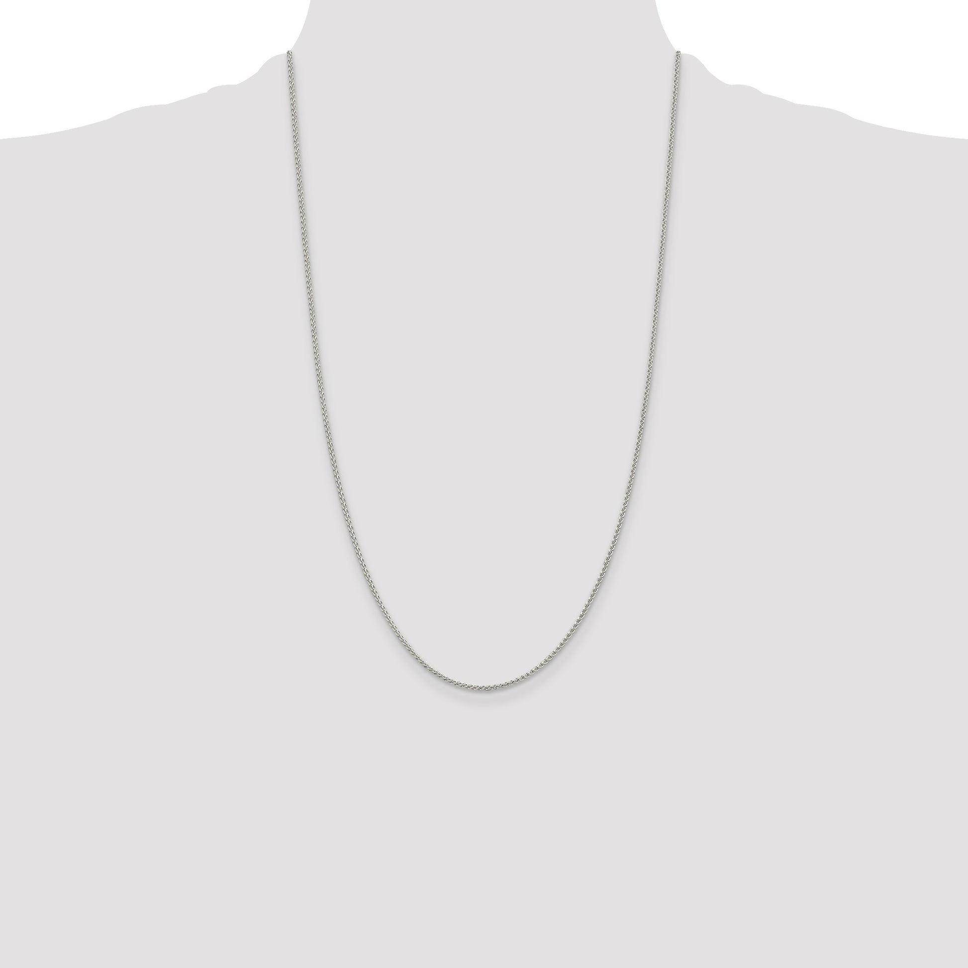 Sterling Silver Rhodium-plated 1.5mm Round Spiga Chain