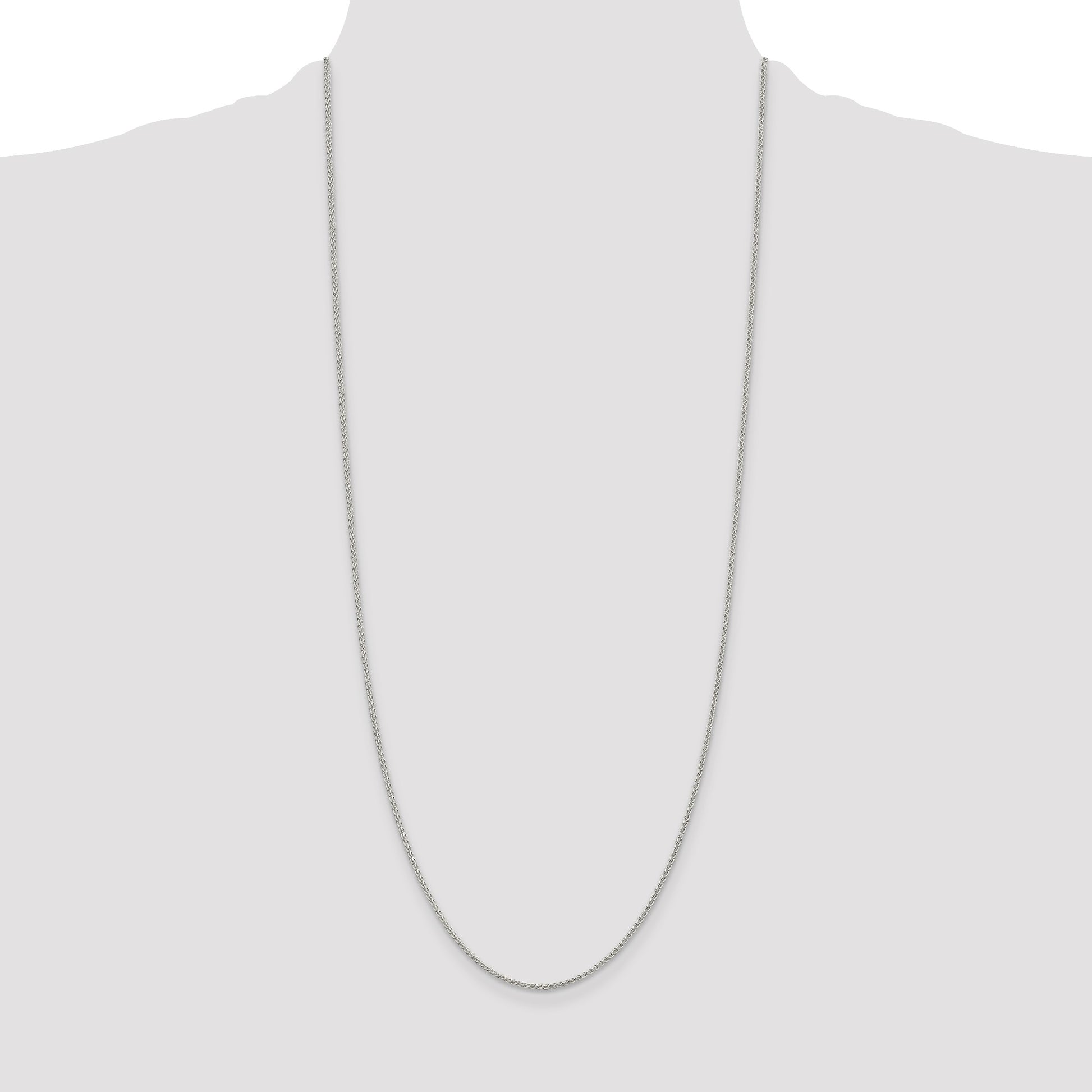 Sterling Silver Rhodium-plated 1.5mm Round Spiga Chain