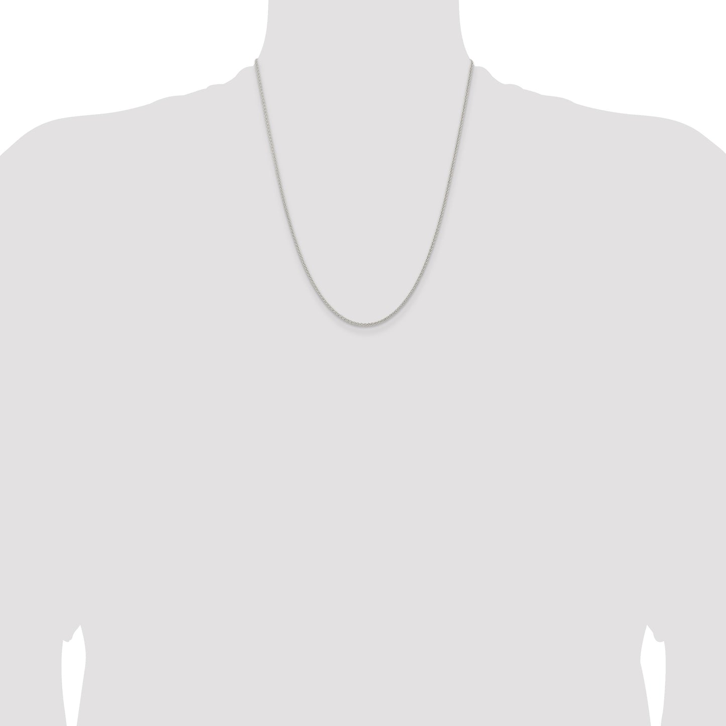 Sterling Silver 1.6mm Round Spiga Chain w/4in ext.