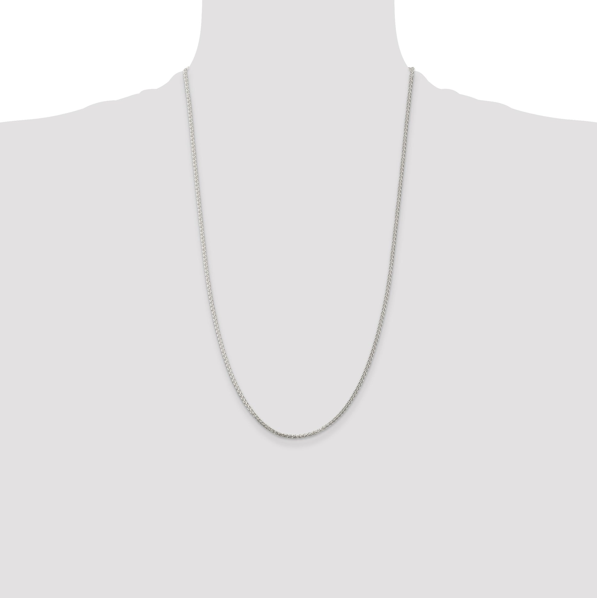 Sterling Silver Rhodium-plated 1.75mm Round Spiga Chain