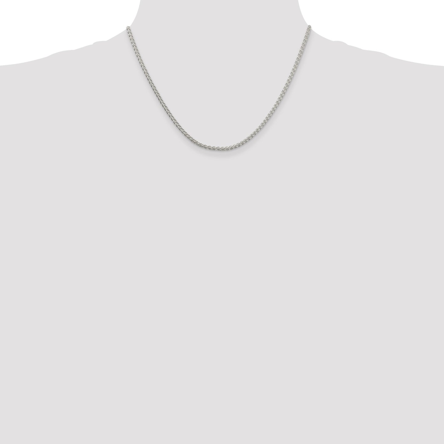 Sterling Silver Rhodium-plated 2.5mm Round Spiga Chain