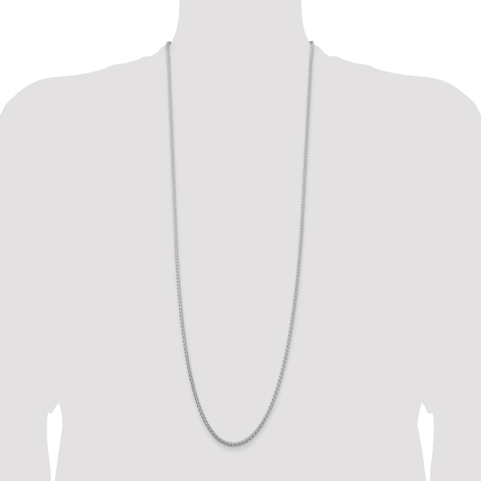Sterling Silver Rhodium-plated 2.5mm Round Spiga Chain