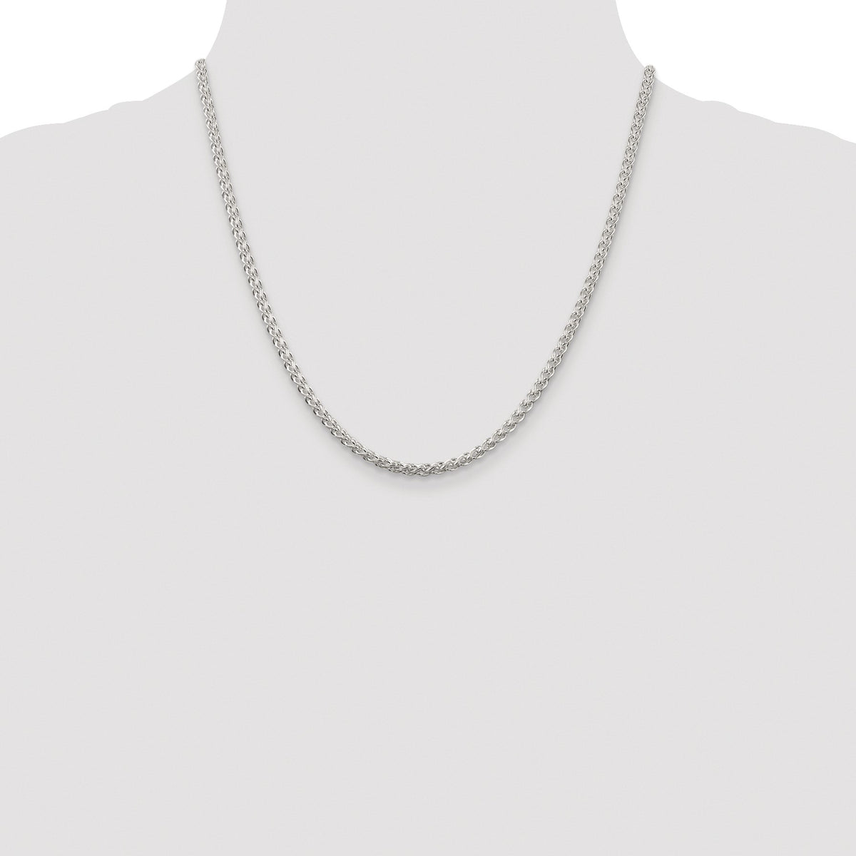 Sterling Silver Rhodium-plated 3mm Round Spiga Chain