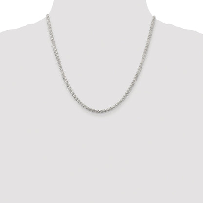 Sterling Silver Rhodium-plated 3mm Round Spiga Chain