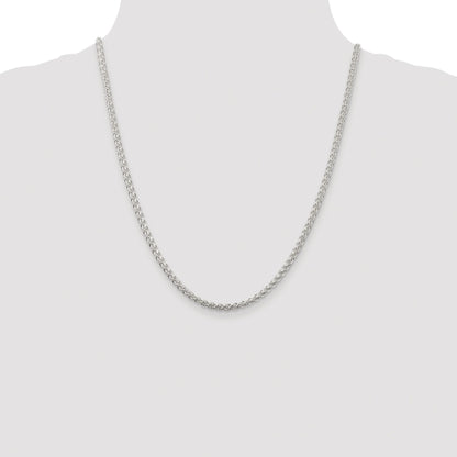 Sterling Silver Rhodium-plated 3mm Round Spiga Chain