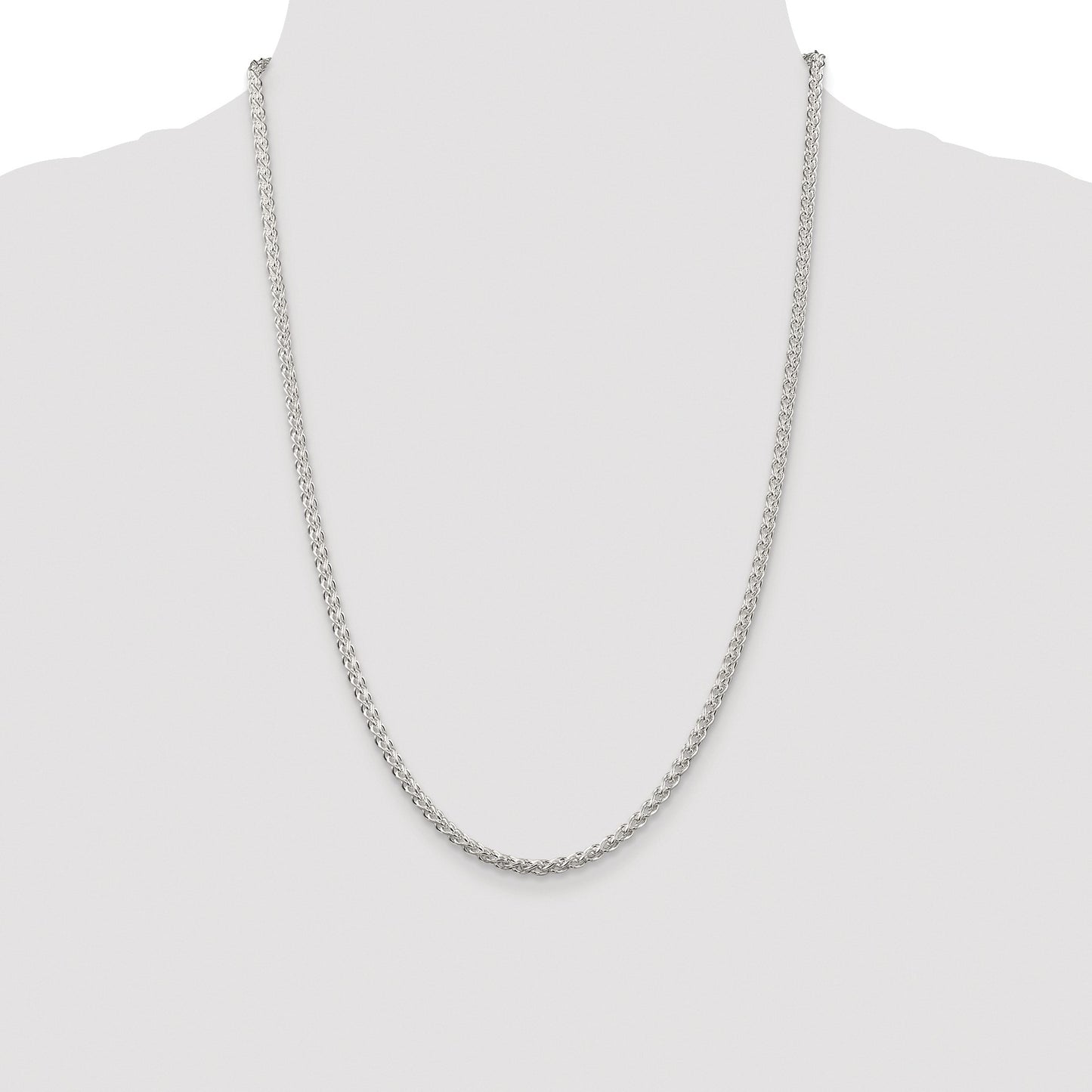 Sterling Silver Rhodium-plated 3mm Round Spiga Chain