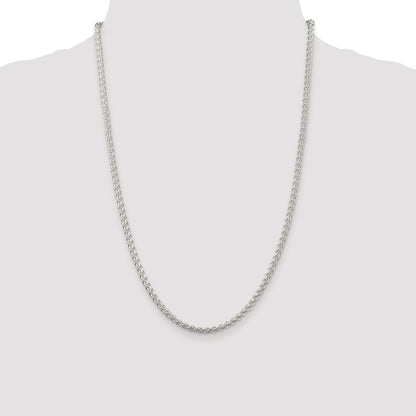 Sterling Silver Rhodium-plated 3mm Round Spiga Chain
