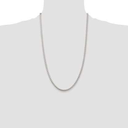 Sterling Silver Rhodium-plated 3mm Round Spiga Chain