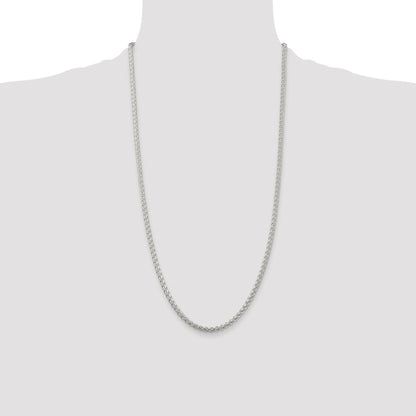 Sterling Silver Rhodium-plated 3mm Round Spiga Chain