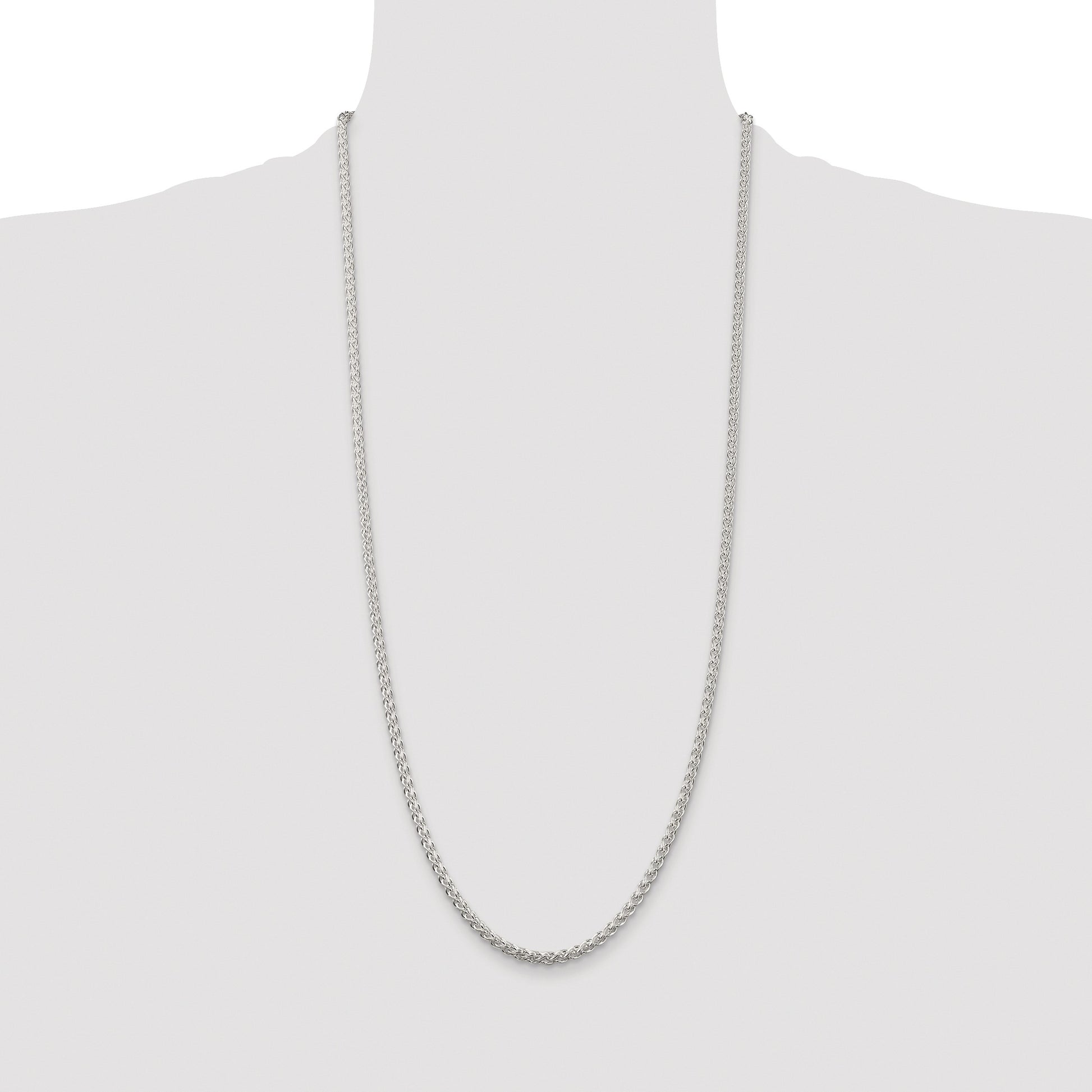 Sterling Silver Rhodium-plated 3mm Round Spiga Chain