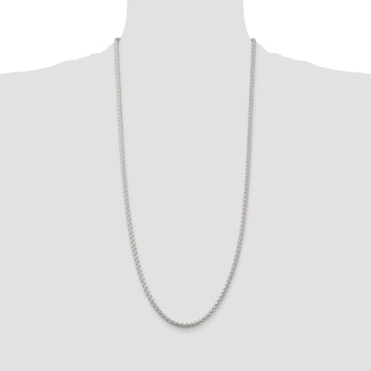 Sterling Silver Rhodium-plated 3mm Round Spiga Chain