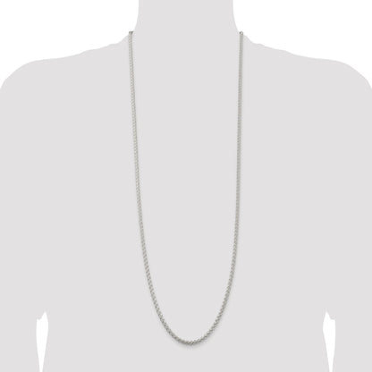Sterling Silver Rhodium-plated 3mm Round Spiga Chain