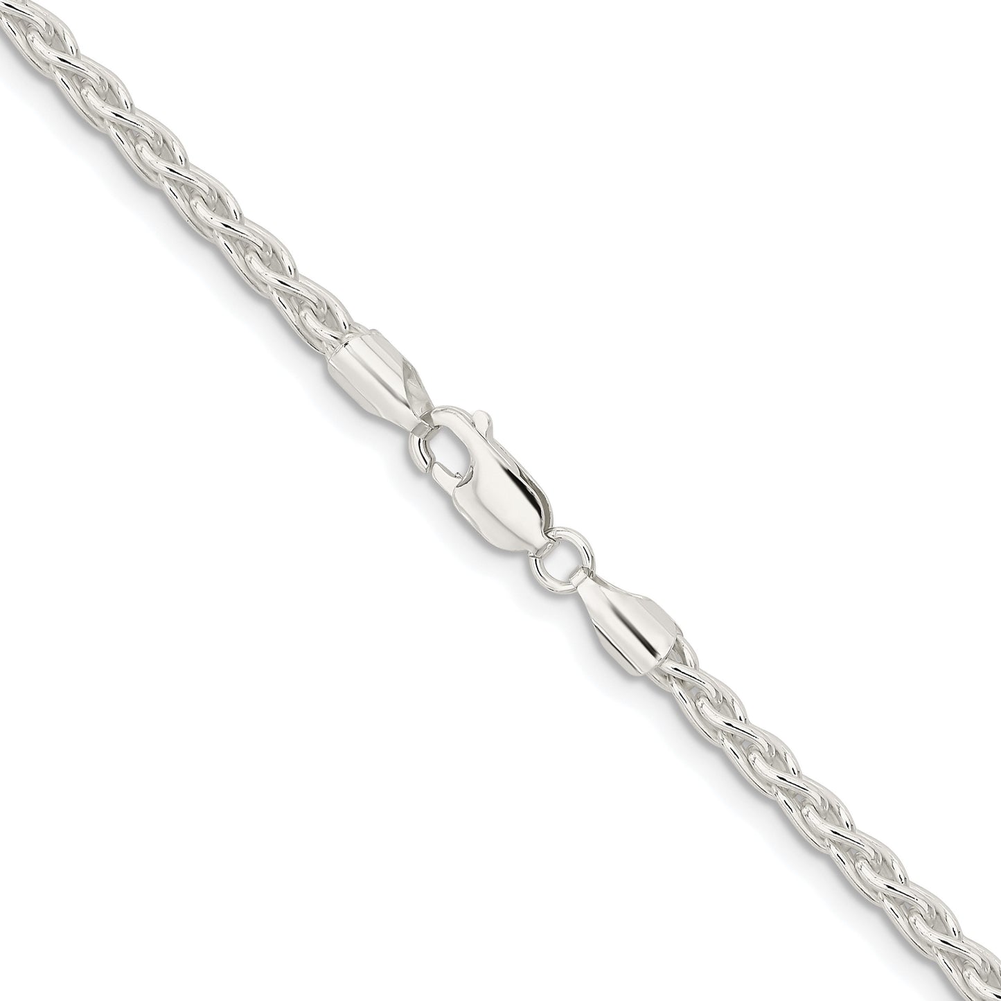 Sterling Silver Rhodium-plated 3.7mm Round Spiga Chain