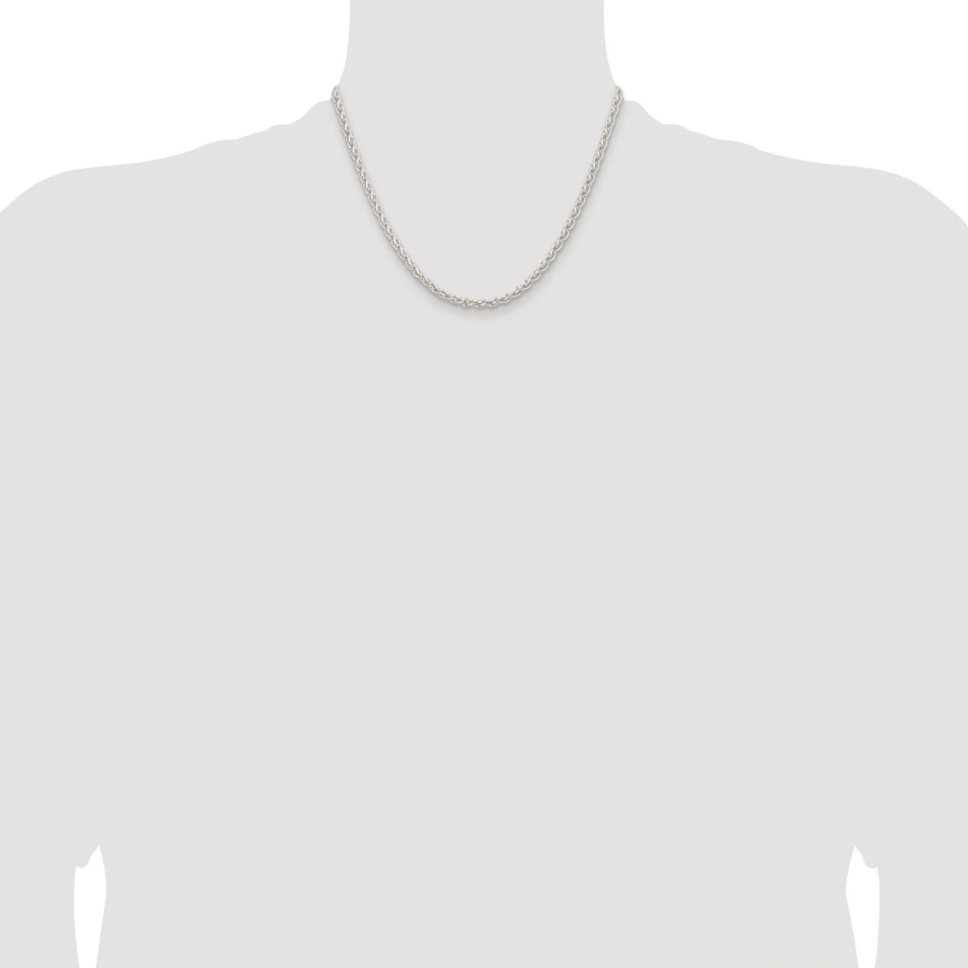 Sterling Silver Rhodium-plated 3.7mm Round Spiga Chain