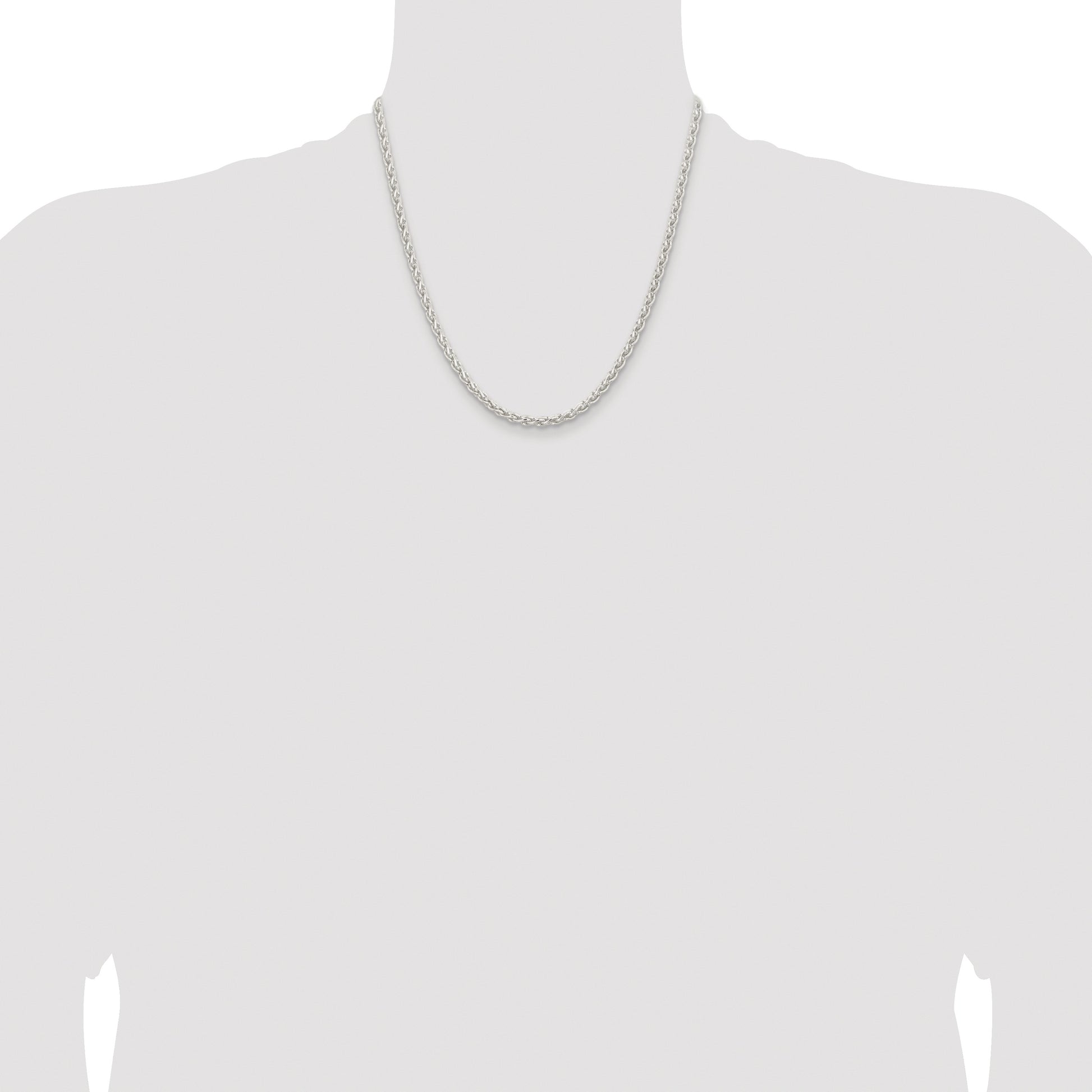 Sterling Silver Rhodium-plated 3.7mm Round Spiga Chain