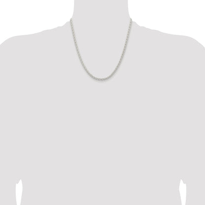 Sterling Silver Rhodium-plated 3.7mm Round Spiga Chain