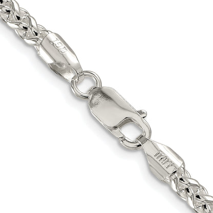 Sterling Silver Rhodium-plated 4mm Round Spiga Chain