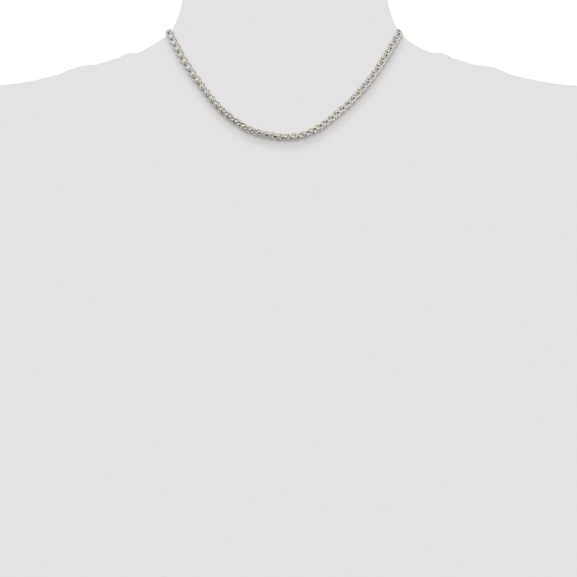 Sterling Silver Rhodium-plated 4mm Round Spiga Chain