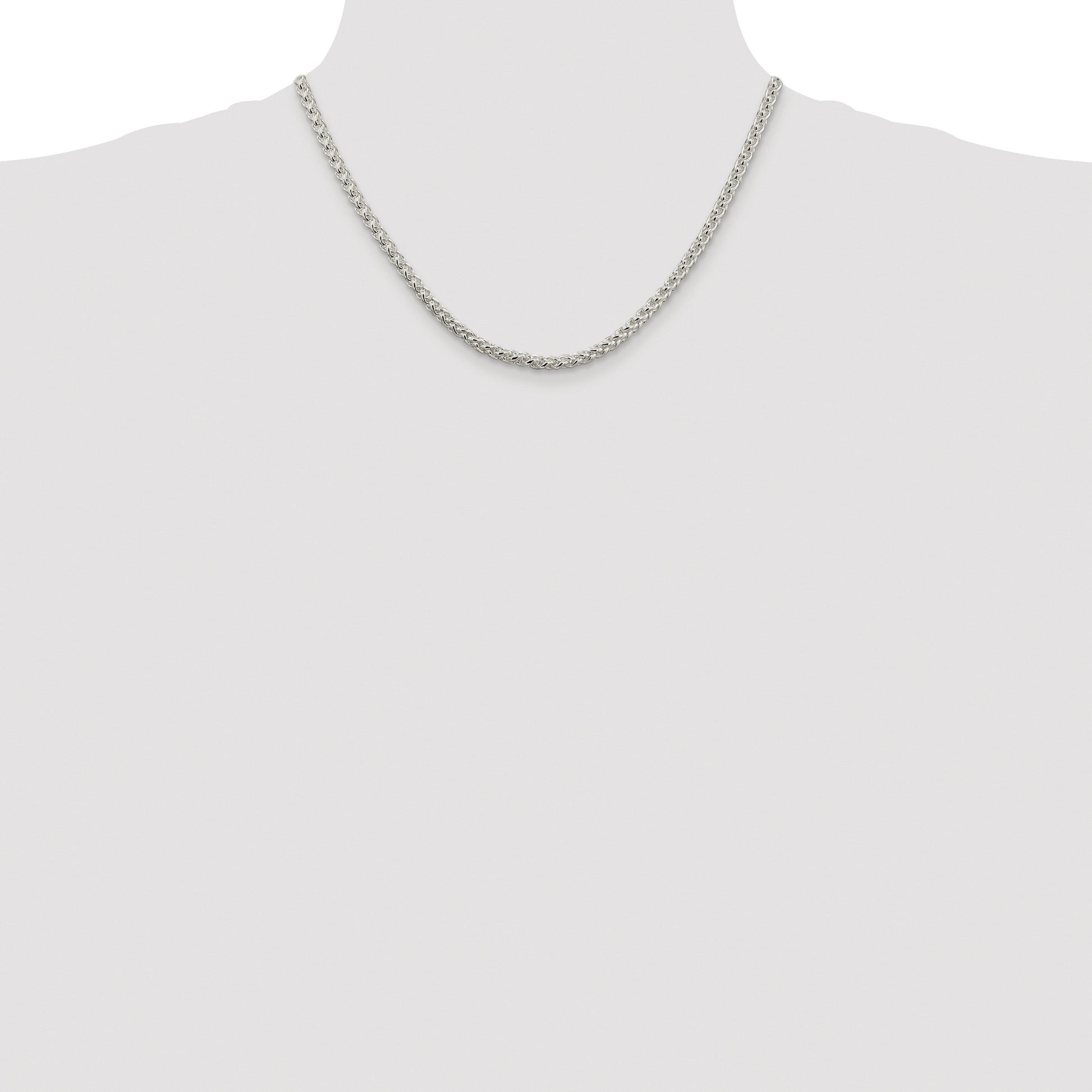Sterling Silver Rhodium-plated 4mm Round Spiga Chain