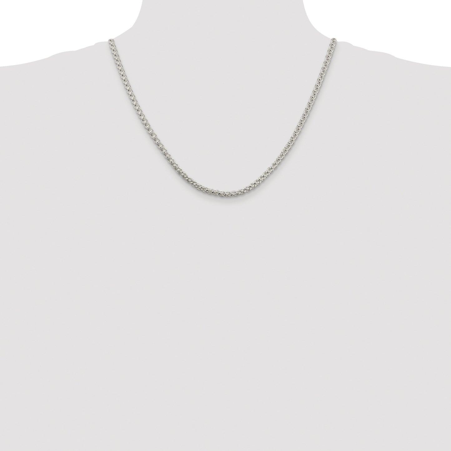 Sterling Silver Rhodium-plated 4mm Round Spiga Chain