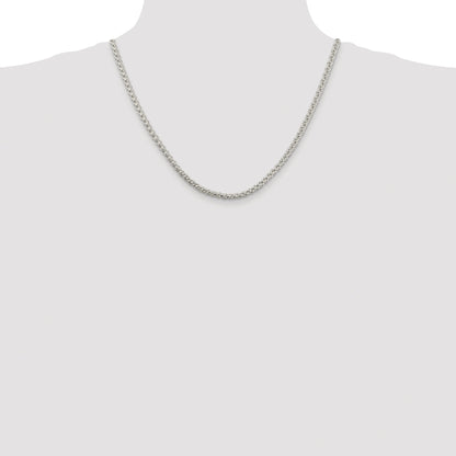 Sterling Silver Rhodium-plated 4mm Round Spiga Chain
