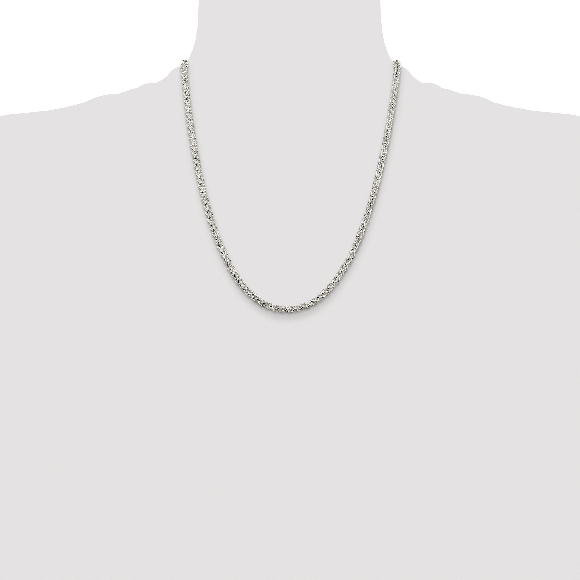 Sterling Silver Rhodium-plated 4mm Round Spiga Chain