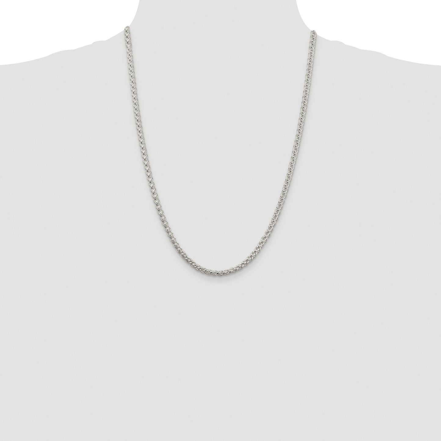 Sterling Silver Rhodium-plated 4mm Round Spiga Chain
