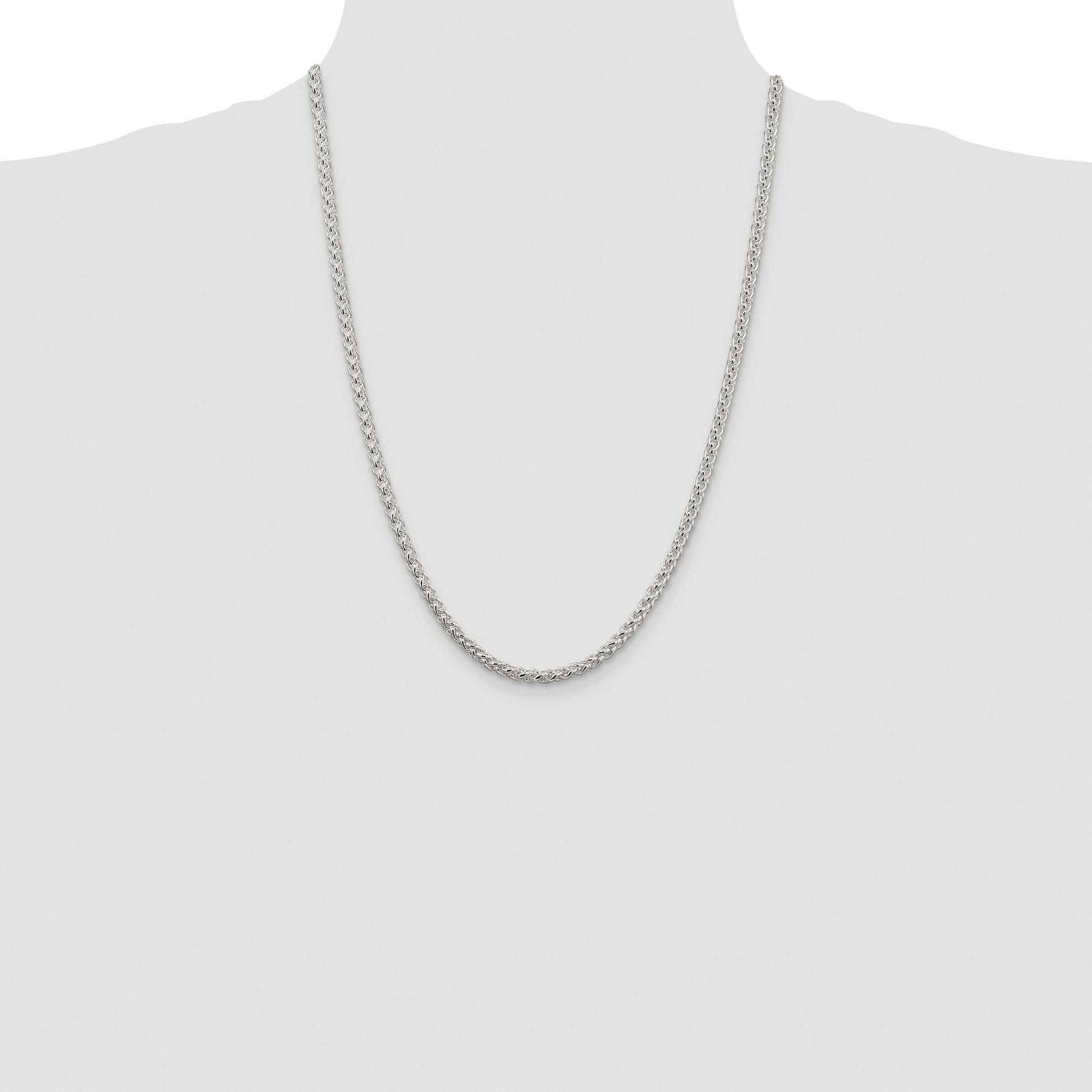 Sterling Silver Rhodium-plated 4mm Round Spiga Chain