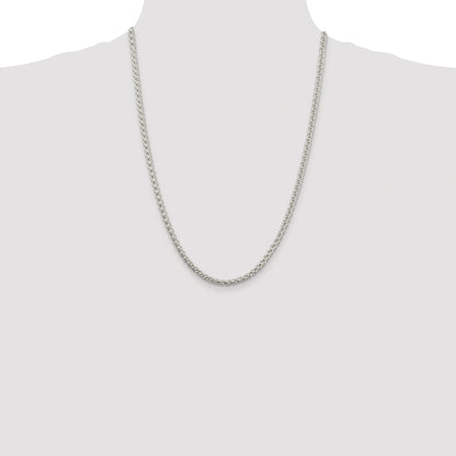 Sterling Silver Rhodium-plated 4mm Round Spiga Chain