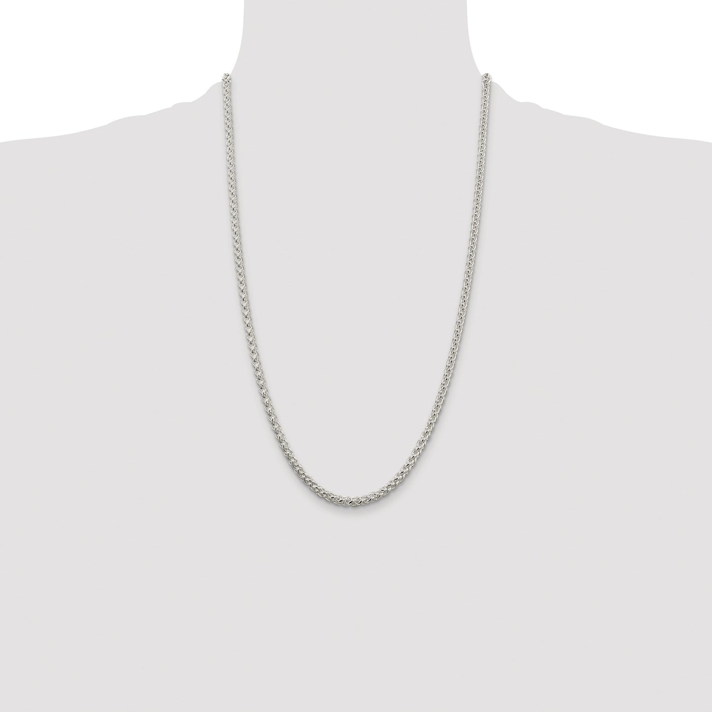 Sterling Silver Rhodium-plated 4mm Round Spiga Chain