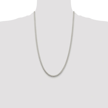 Sterling Silver Rhodium-plated 4mm Round Spiga Chain