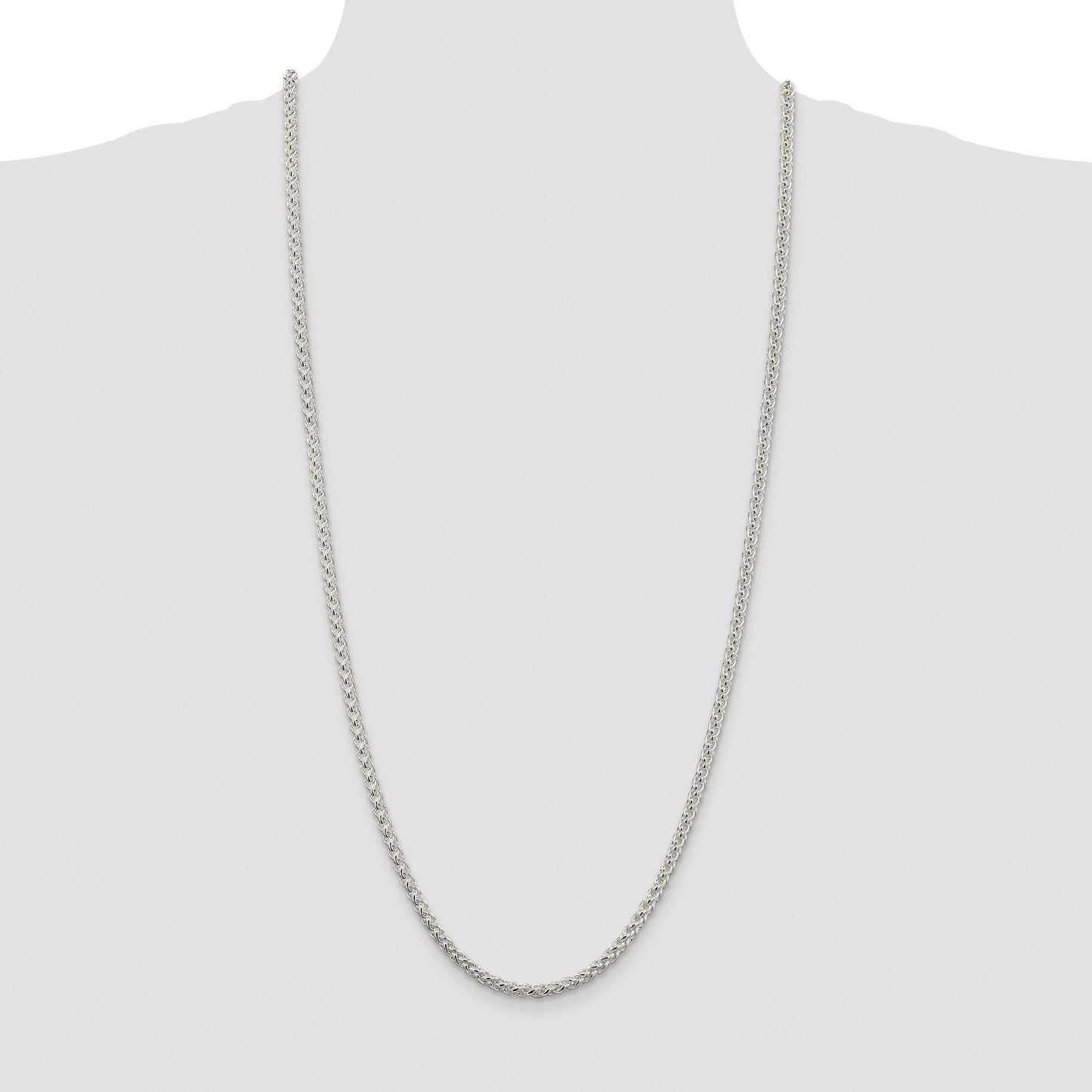 Sterling Silver Rhodium-plated 4mm Round Spiga Chain