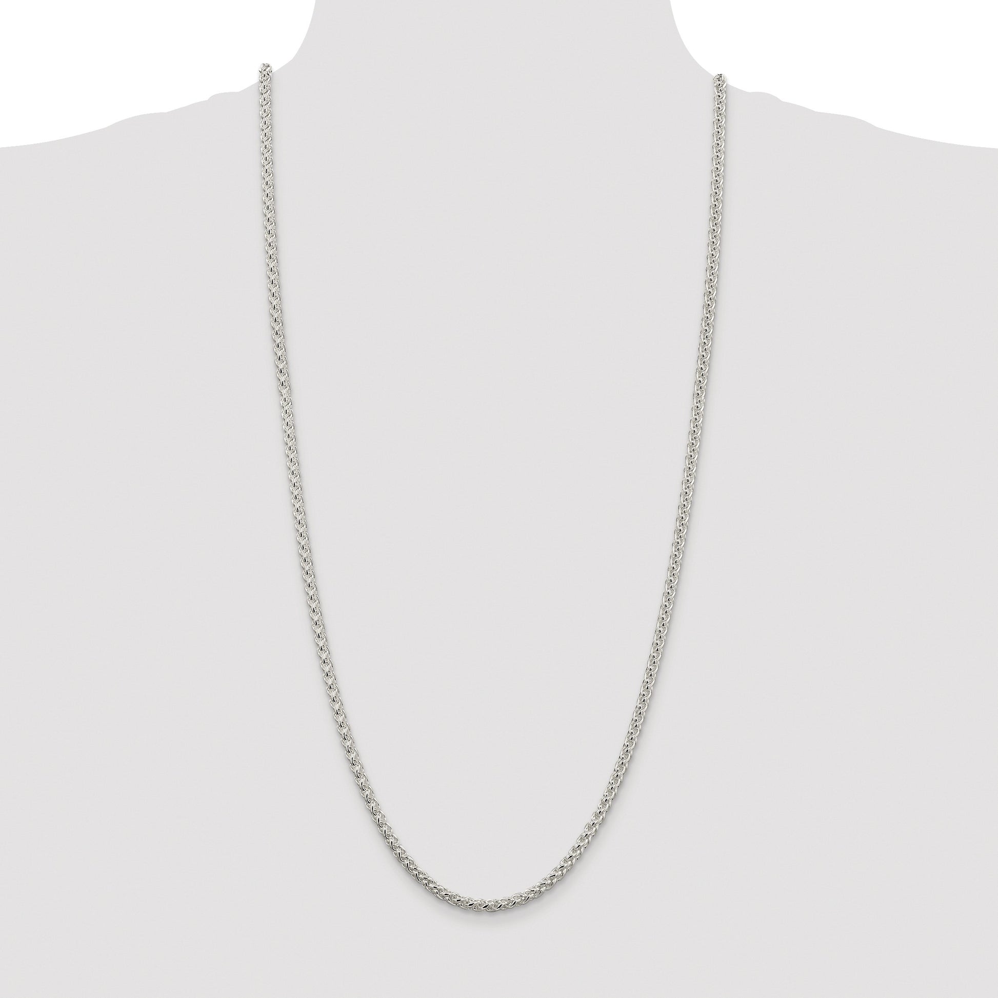 Sterling Silver Rhodium-plated 4mm Round Spiga Chain