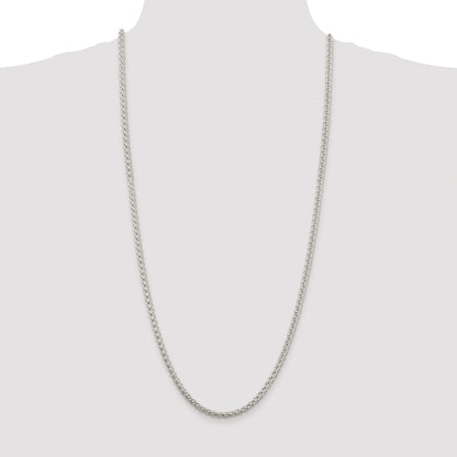 Sterling Silver Rhodium-plated 4mm Round Spiga Chain