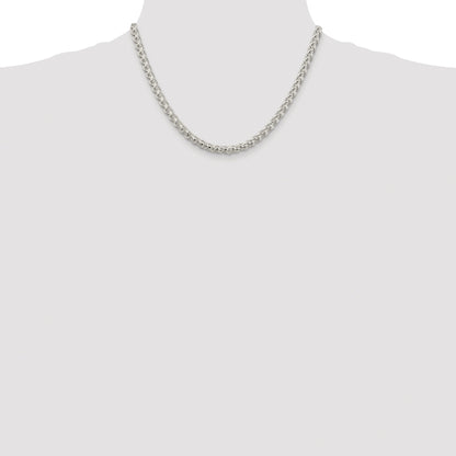 Sterling Silver Rhodium-plated 5mm Round Spiga Chain