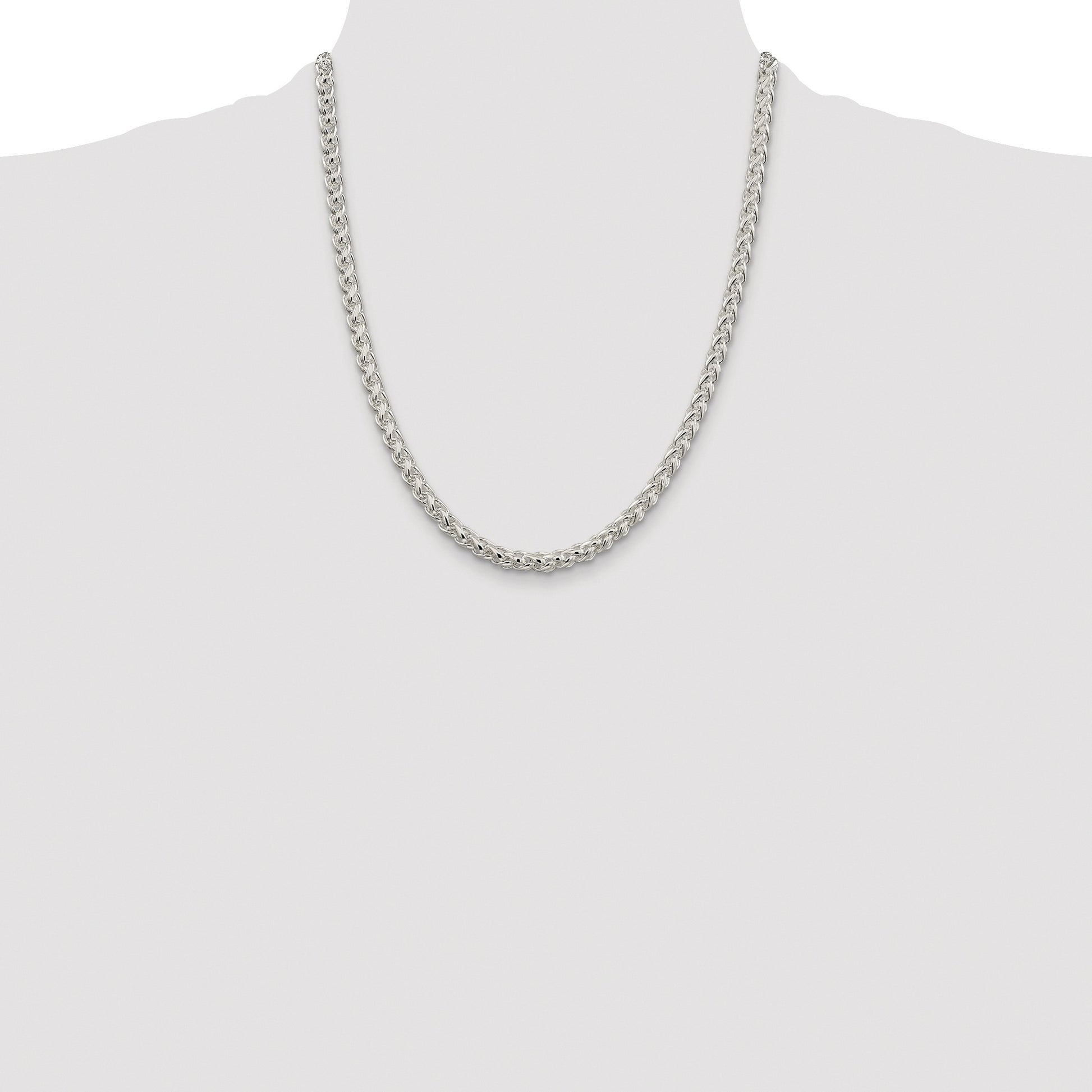 Sterling Silver Rhodium-plated 5mm Round Spiga Chain