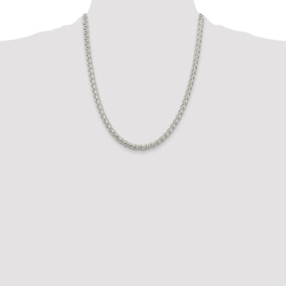 Sterling Silver Rhodium-plated 5mm Round Spiga Chain